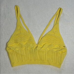 Free People Medium Top Fauxchet Longline Bra Intimately in yellow bralette knit